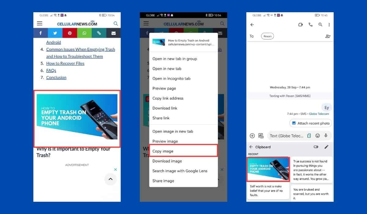 ¿Dónde está el portapapeles en Android? 4 Imagen en portapapeles