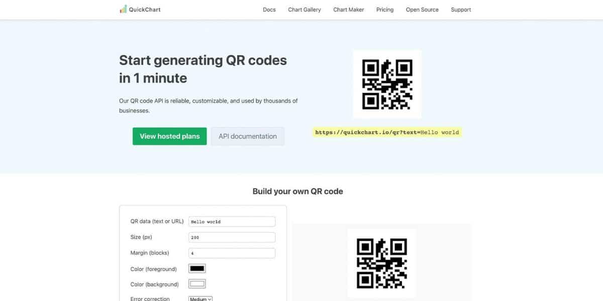 Los 15 mejores generadores de códigos QR gratuitos 8 Quickchart
