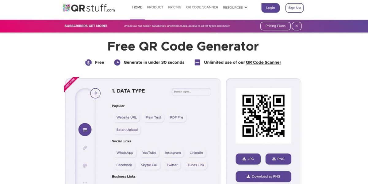 Los 15 mejores generadores de códigos QR gratuitos 13 QRStuff