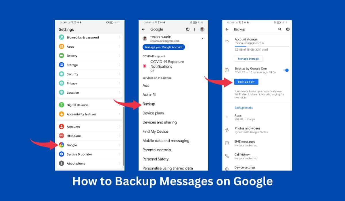 ¿Cómo puedo recuperar mensajes de texto eliminados en Android? 4 Habilite la copia de seguridad automática para mensajes de Android con Google