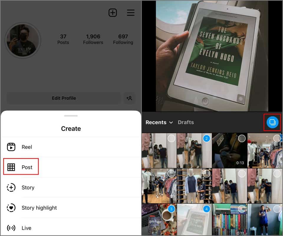 ¿Por qué no puedo publicar varias fotos en Instagram? 3 Sube un carrusel de Instagram