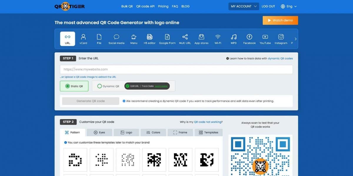 Los 15 mejores generadores de códigos QR gratuitos 2 Generador de códigos QR TIGER QR
