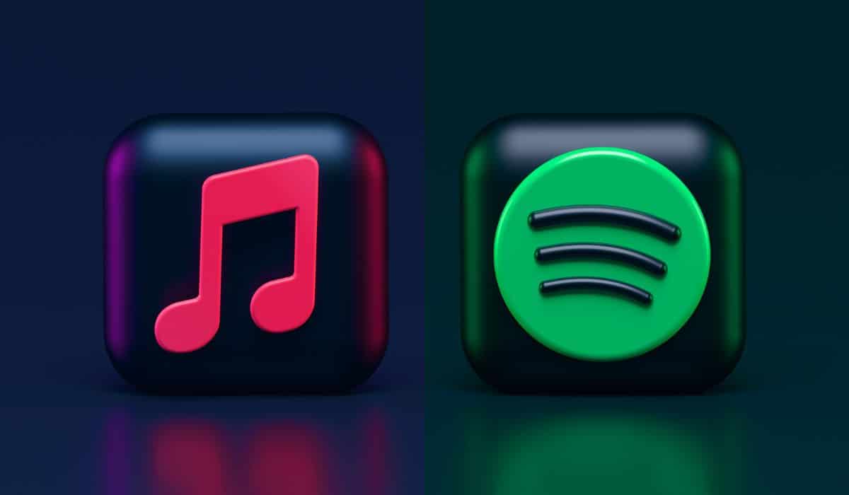 Spotify vs Apple Music: ¿cuál es mejor? 2 Modelos 3D de los logos de Spotify y Apple Music