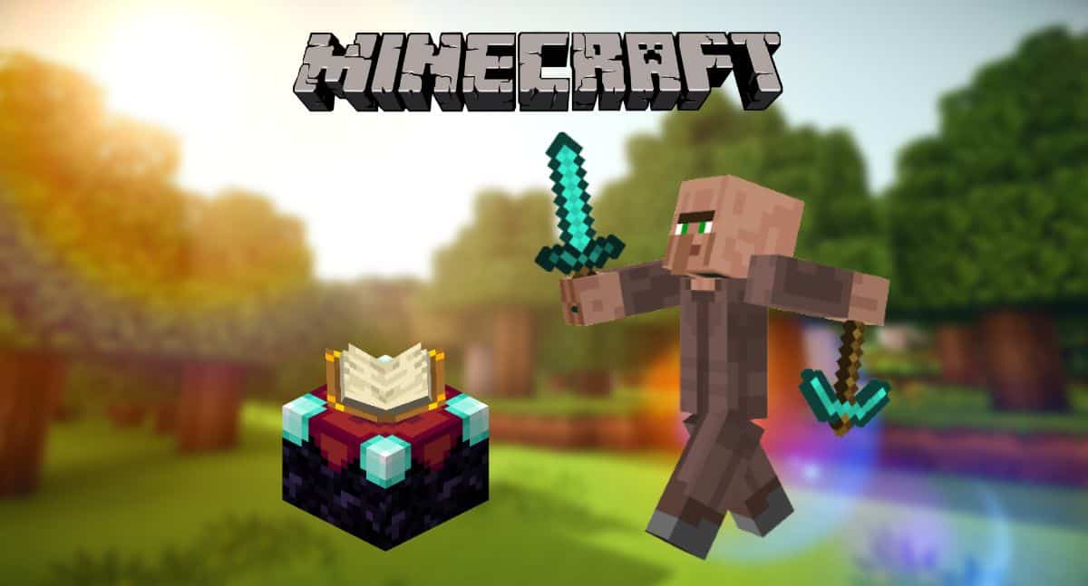 Encantamientos de pico en Minecraft: clasificados de mejor a peor 2 Aldea de Minecraft caminando hacia una hermosa mesa con un pico