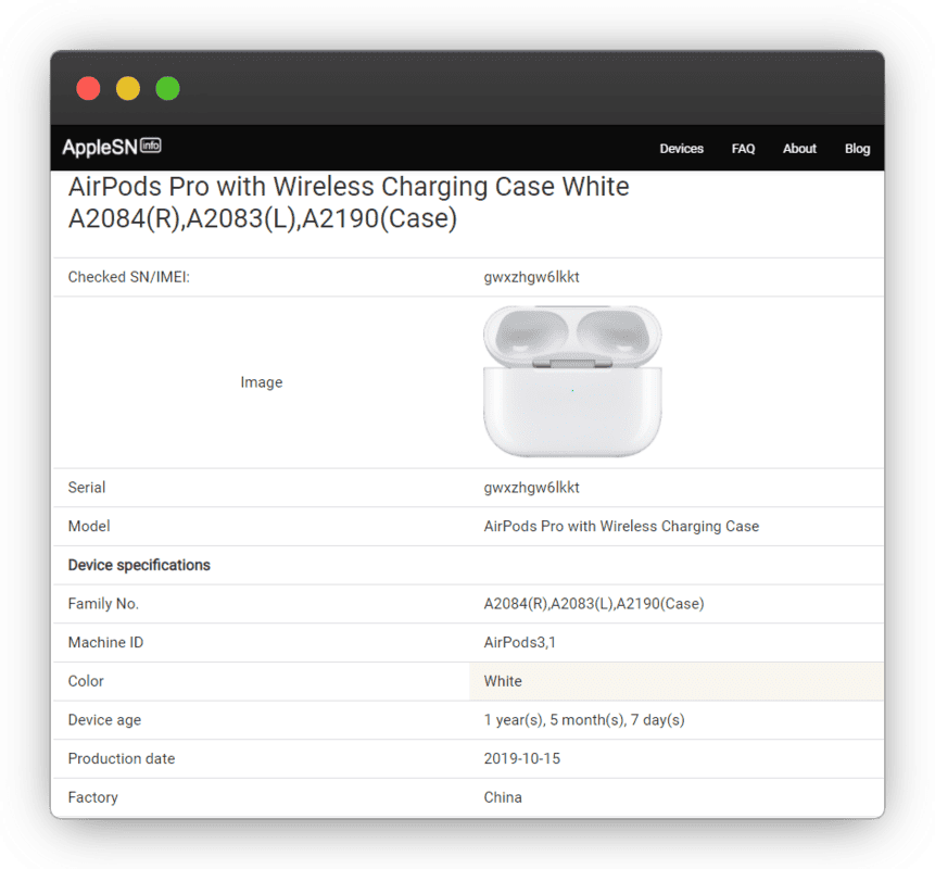 Cómo encontrar los AirPods si están descargados o sin conexión 5 Número de serie de los AirPods