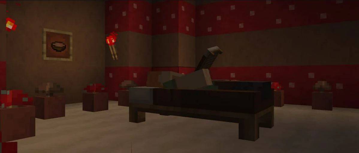 Cómo construir una cama en Minecraft del color que quieras 2 Personaje de Minecraft durmiendo