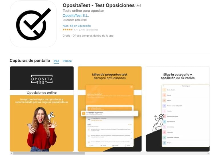 Apps para practicar el test psicotécnico con el móvil 2 OpositaTest