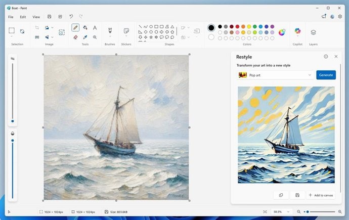 La última función de Paint te permite transformar tus imágenes con estilos artísticos únicos