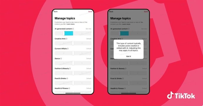 Así podrás controlar cuánto contenido creado con IA aparece en tu feed de TikTok